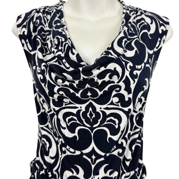 INC International Concepts Navy White Sleeveless Scoop Neck Jersey Knit Dress M - Picture 5 of 16